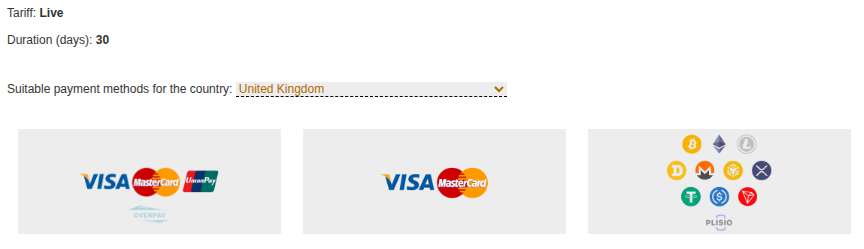 Seleção do método de pagamento