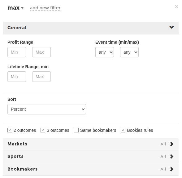 Section Général du filtre