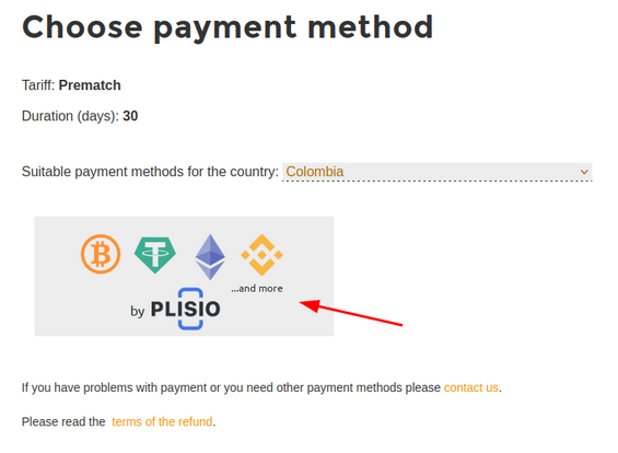 Select payment method