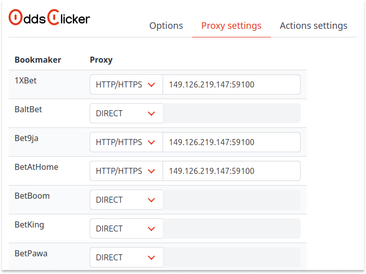 proxy settings oddsclicker