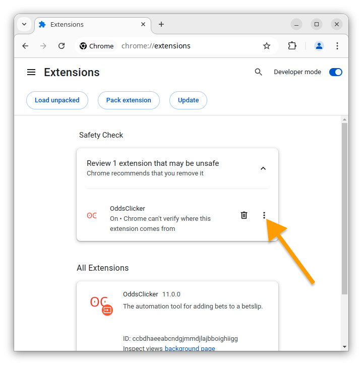 oddsclicker windows chrome install final stage