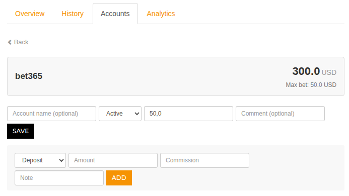 Maximum stake field on a bookmaker account page