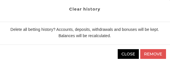 Clear history action and confirmation modal